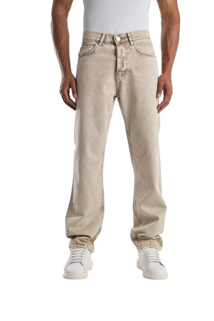 RELAXED FIT BEIGE WASHED