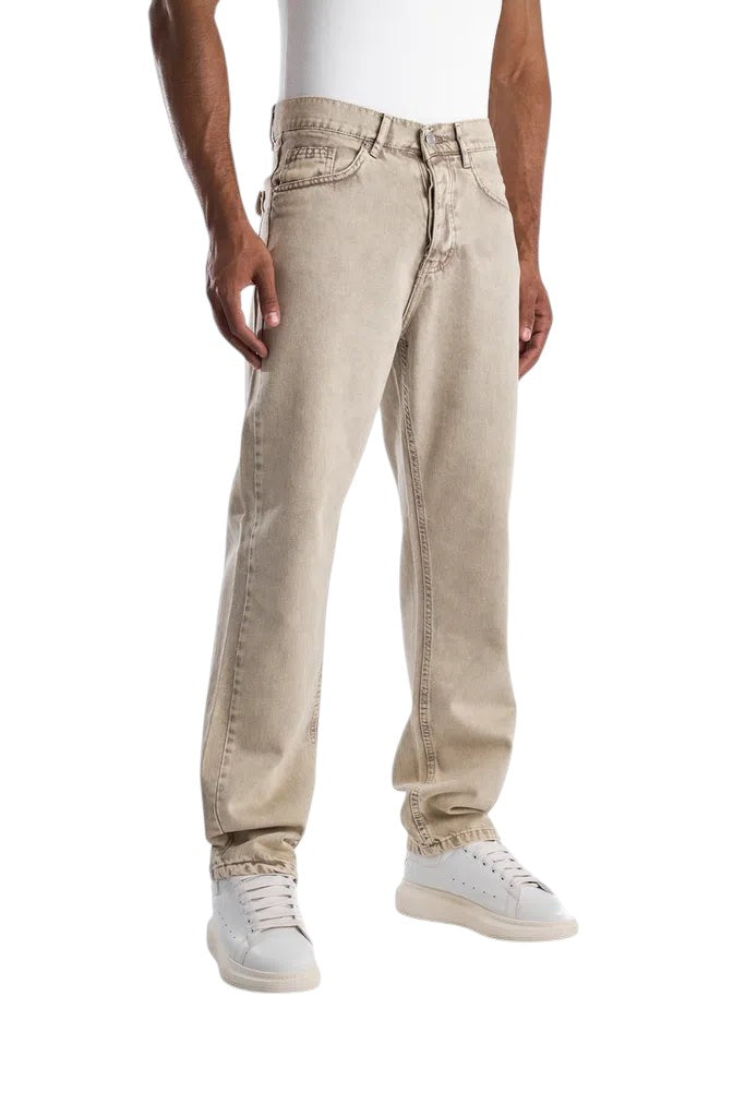 RELAXED FIT BEIGE WASHED