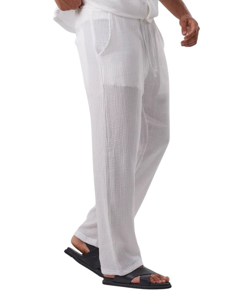 linen pants set WHITE