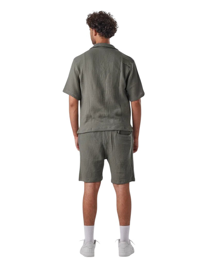linen SHORT set OLIVE