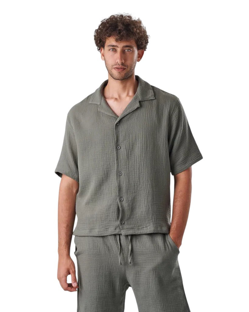 linen SHORT set OLIVE