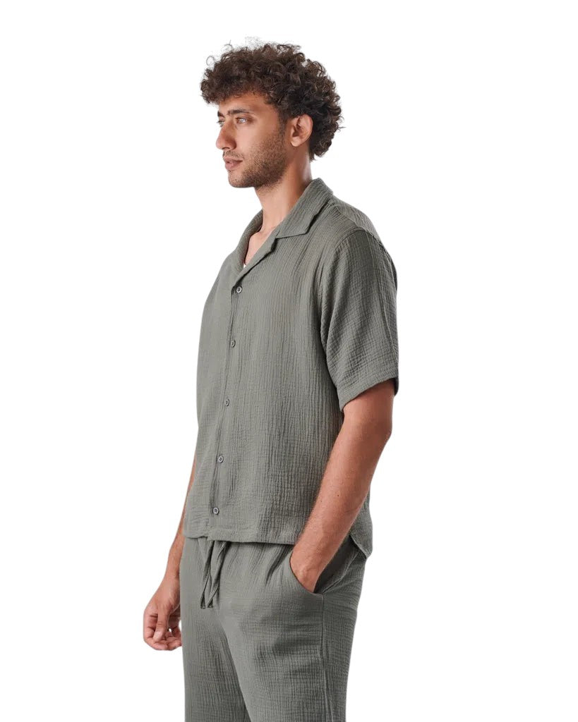 linen SHORT set OLIVE