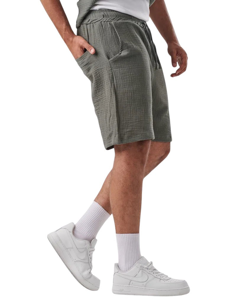 linen SHORT set OLIVE