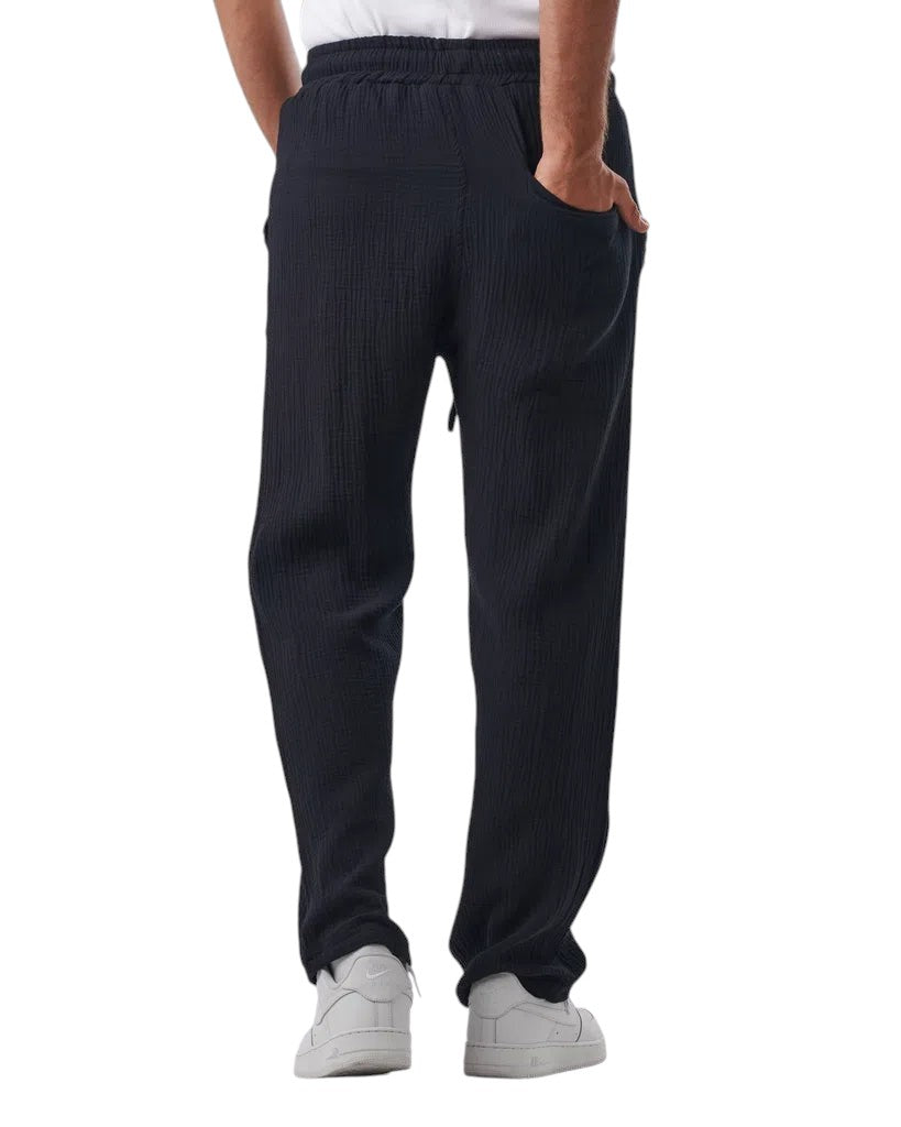 linen pants set BLACK